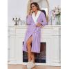 image:imageEkouaer Womens Robe Long Plush Soft Bathrobe Jacquard Color Block Robes Shawl Collar Sleepwear with Pockets SXXLLight Purple