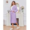image:imageEkouaer Womens Robe Long Plush Soft Bathrobe Jacquard Color Block Robes Shawl Collar Sleepwear with Pockets SXXLLight Purple