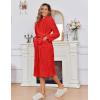 image:imageEkouaer Womens Robe Long Plush Soft Bathrobe Jacquard Color Block Robes Shawl Collar Sleepwear with Pockets SXXLRed