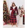 image:imageEkouaer Womens Robe Long Plush Soft Bathrobe Jacquard Color Block Robes Shawl Collar Sleepwear with Pockets SXXLRed Black Plaid