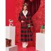 image:imageEkouaer Womens Robe Long Plush Soft Bathrobe Jacquard Color Block Robes Shawl Collar Sleepwear with Pockets SXXLRed Black Plaid
