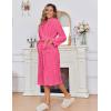 image:imageEkouaer Womens Robe Long Plush Soft Bathrobe Jacquard Color Block Robes Shawl Collar Sleepwear with Pockets SXXLRose Pink