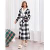 image:imageEkouaer Womens Robe Long Plush Soft Bathrobe Jacquard Color Block Robes Shawl Collar Sleepwear with Pockets SXXLWhite Black Plaid
