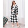 image:imageEkouaer Womens Robe Long Plush Soft Bathrobe Jacquard Color Block Robes Shawl Collar Sleepwear with Pockets SXXLWhite Black Plaid