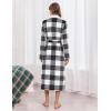 image:imageEkouaer Womens Robe Long Plush Soft Bathrobe Jacquard Color Block Robes Shawl Collar Sleepwear with Pockets SXXLWhite Black Plaid