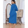 image:imageEkouaer Womens Robes Lightweight Soft Knit Bathrobe Full Length Sleepwear with Pockets Ladies Loungewear S3XLBlue