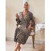 image:imageEkouaer Womens Robes Lightweight Soft Knit Bathrobe Full Length Sleepwear with Pockets Ladies Loungewear S3XLLeopard