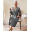 image:imageEkouaer Womens Robes Lightweight Soft Knit Bathrobe Full Length Sleepwear with Pockets Ladies Loungewear S3XLMedium Gray