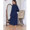 image:imageEkouaer Womens Robes Lightweight Soft Knit Bathrobe Full Length Sleepwear with Pockets Ladies Loungewear S3XLNavy Blue