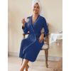 image:imageEkouaer Womens Robes Lightweight Soft Knit Bathrobe Full Length Sleepwear with Pockets Ladies Loungewear S3XLNavy Blue Polka Dots