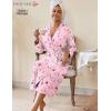 image:imageEkouaer Womens Robes Lightweight Soft Knit Bathrobe Full Length Sleepwear with Pockets Ladies Loungewear S3XLPink Stripe Teddy Bear