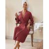 image:imageEkouaer Womens Robes Lightweight Soft Knit Bathrobe Full Length Sleepwear with Pockets Ladies Loungewear S3XLWine Red