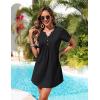 image:imageEkouaer Womens Swimsuit Coverup Short Sleeve Bathing Suit Cover Up V Neck Beach Cover Up Dress Vacation Outfits 2026Black