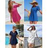 image:imageEkouaer Womens Swimsuit Coverup Short Sleeve Bathing Suit Cover Up V Neck Beach Cover Up Dress Vacation Outfits 2026Ethnic Print