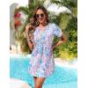 image:imageEkouaer Womens Swimsuit Coverup Short Sleeve Bathing Suit Cover Up V Neck Beach Cover Up Dress Vacation Outfits 2026Watercolor Print