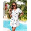 image:imageEkouaer Womens Swimsuit Coverup Short Sleeve Bathing Suit Cover Up V Neck Beach Cover Up Dress Vacation Outfits 2026White Floral