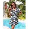 image:imageEkouaer Womens Swimsuit Coverup Short Sleeve Bathing Suit Cover Up V Neck Beach Cover Up Dress Vacation Outfits 2026White Lily