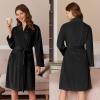 image:imageEkouaer Womens Velour Bathrobe  Knee Length Warm Plush Long Sleeve Lounge RobeBlack