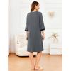 image:imageEkouaer Womens Zipper Robe 34 Sleeve Ribbed Knit Short Bathrobe Lightweight Knee Length Housecoat with Pockets S3XL