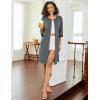 image:imageEkouaer Womens Zipper Robe 34 Sleeve Ribbed Knit Short Bathrobe Lightweight Knee Length Housecoat with Pockets S3XL