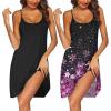 image:imageEkouaer 2 Pack Nightgown for Womens Nightshirt Sleepwear Sleep Tank Chemise Racerback Sleeveless Dress2 Pack Black  Cherry Blossoms