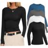image:imageEkouaer 4 Pack Womens Long Sleeve Basic Shirts Fitted Workout Tops Athletic Underscrubs Undershirts XSXXLBlackBlueWhiteGray