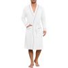 image:imageEkouaer Mens Robes Lightweight Knit Bathrobe Long Sleeve Kimono Robe V Neck Spa Knee Length Sleepwear with Pockets SXXLWhite