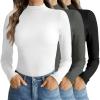 image:imageEkouaer Mock Neck Tops for Women Turtleneck 3 Pack Thermal Long Sleeve Women Womens Undershirts Casual Turtle Neck UndershirtBlackWhiteDark Grey