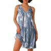 image:imageEkouaer Nightgown for Women Sleeveless Sleepwear Lightweight Racerback Sleep Shirt Pleated V Neck Night Dress Short ChemiseBlue Tie Dye