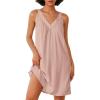 image:imageEkouaer Nightgown for Women Sleeveless Sleepwear Lightweight Racerback Sleep Shirt Pleated V Neck Night Dress Short ChemiseLight Pink
