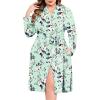 image:imageEkouaer Plus Size Robes for Women Lightweight Bathrobe V Neck Kimono Loungewear Soft Maternity Robes with Pockets 1X5XLight Green Flowers