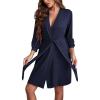image:imageEkouaer Robes for Women Lightweight 34 Sleeves Shower Robes Knee Length House Bathrobes Soft Sleepwear with Pockets Navy Blue XXL