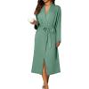 image:imageEkouaer Robes for Women Long Sleeve Knit Kimono Bathrobe Soft Lightweight Loungewear Ladies Cotton SleepwearCeladon Green