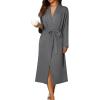 image:imageEkouaer Robes for Women Long Sleeve Knit Kimono Bathrobe Soft Lightweight Loungewear Ladies Cotton SleepwearGrey