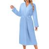 image:imageEkouaer Robes for Women Long Sleeves Bathrobe V Neck Cozy Housecoat Lightweight Fleece Robe with Pockets SXXLLight Blue