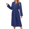 image:imageEkouaer Robes for Women Long Sleeves Bathrobe V Neck Cozy Housecoat Lightweight Fleece Robe with Pockets SXXLNavy Blue