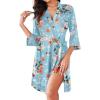 image:imageEkouaer Robes for Women Short Knit Bathrobe Lightweight Sexy Lace Sleepwear Soft Knee Length LoungewearGreen Flower