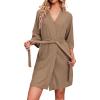 image:imageEkouaer Robes for Women Waffle Knit Bathrobe Soft Lightweight Knee Length Loungewear SXXLKhaki