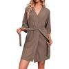 image:imageEkouaer Robes for Women Waffle Knit Bathrobe Soft Lightweight Knee Length LoungewearBrown