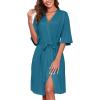 image:imageEkouaer Short Robes for Women Lightweight Kimono Robes Knit Bathrobe Soft Sleepwear with Pockets SXXLBlue Green