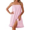 image:imageEkouaer Towel Wrap for Women With Velcro Ruffle Shower Wrap Spa Robes For Women Lightweight Knee Length Sauna RobePink