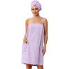 image:imageEkouaer Towel Wrap for Women with Hair Towel Lightweight Knee Length Spa Body Bath Adjustable Closure Bathrobe with PocketLavender