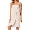 image:imageEkouaer Waffle Robes For Women Bath Wrap Lightweight Shower Wrap 2026 Knee Length Spa Robe with Adjustable Closure SXLBeige