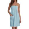 image:imageEkouaer Waffle Robes For Women Bath Wraps Lightweight Knee Length Soft Shower Robe with Pocket SLLight Blue