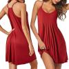 image:imageEkouaer Women Nightgowns Sleeveless Sleepwear Spaghetti Strap Racerback Pajama Dress Nightshirt SXXLWine Red