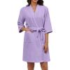 image:imageEkouaer Women Terry Cloth Robes Absorbent Towel Robe Knee Length Soft Bathrobe 34 Sleeve Spa Robe with Pockets S2XL