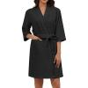 image:imageEkouaer Women Terry Cloth Robes Absorbent Towel Robe Knee Length Soft Bathrobe 34 Sleeve Spa Robe with Pockets S2XLBlack