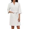 image:imageEkouaer Women Terry Cloth Robes Absorbent Towel Robe Knee Length Soft Bathrobe 34 Sleeve Spa Robe with Pockets S2XLPure White