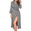 image:imageEkouaer Womens Knit Bathrobe Lace Kimono Robes with Pockets Full Length Lightweight Loungewear SXXLMedium Gray