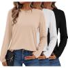 image:imageEkouaer Womens Long Sleeve Shirts 3 Pack Crew Neck Thermal Tops Loose Fit Undershirt Base Layer Trendy Clothes XSXXL3pcs Black  Nude  White